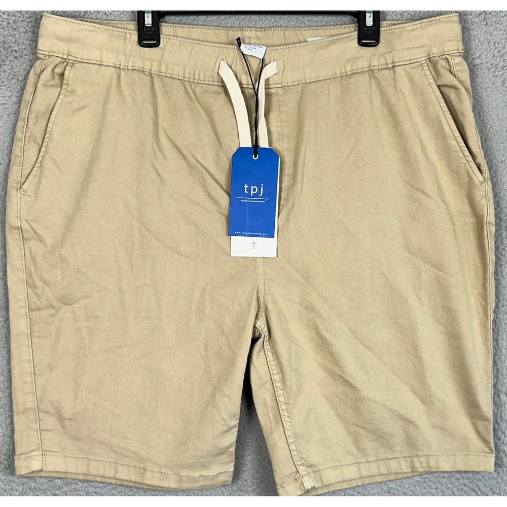 NEW The Perfect Jean tpj Shorts Mens 40 Tan Athletic Fit Pull On Stretch Waist
